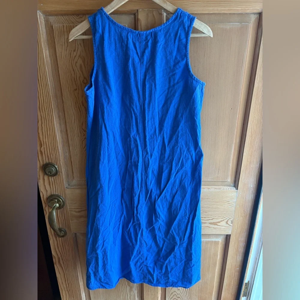 Cotton/Linen Blue Midi Dress Vintage Willow Ridge | Coastal Grandma | Medium - Picture 5 of 6